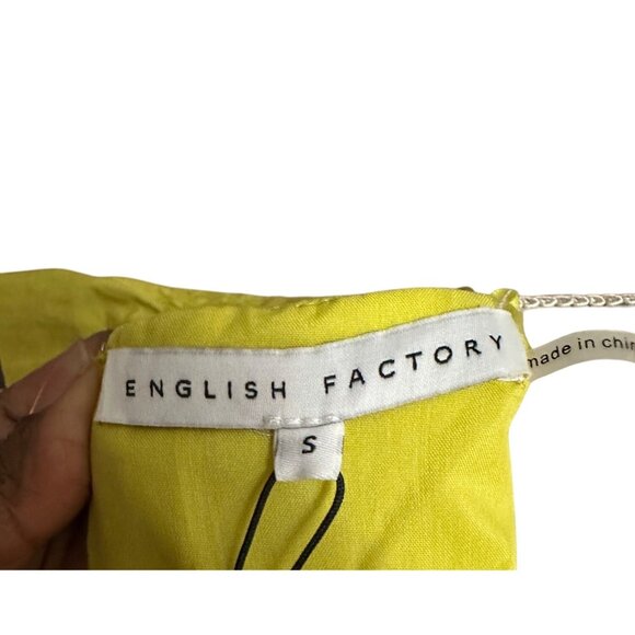 English Factory Puff Short Sleeve Midi Dress Square Neck Ruffle Smocked Detail S - Picture 7 of 12